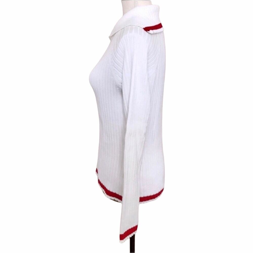 Ann Taylor 100% Cotton Sweater White & Red Nautical Sailor - Picture 4 of 4